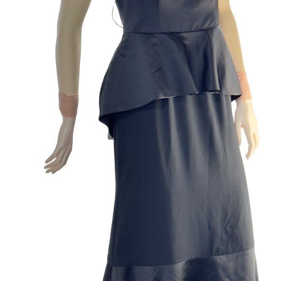 WHITE by VERA WANG Women’s Dress Black Strapless Peplum Full Length Size 4 - Picture 5 of 16